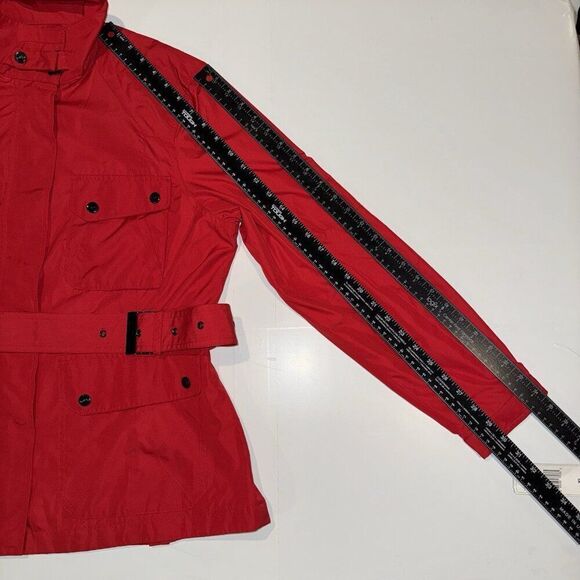 NWT Lauren Ralph Lauren Active Coat Red Long Front Snap Zip Belt Jacket Women XL - Picture 3 of 10